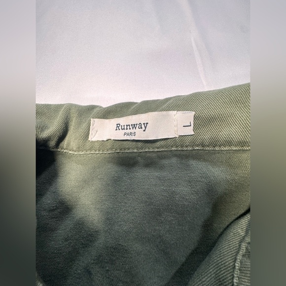 RUNWAY PARIS Olive Green Utility Jacket with Floral Embroidery - Size L - Picture 5 of 8